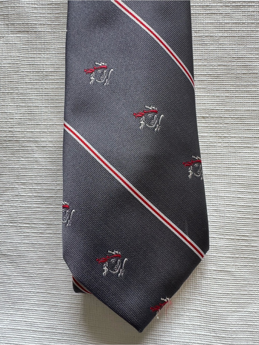 4/25 Frame Denim Navy Stripe Tie with Red & White Accents